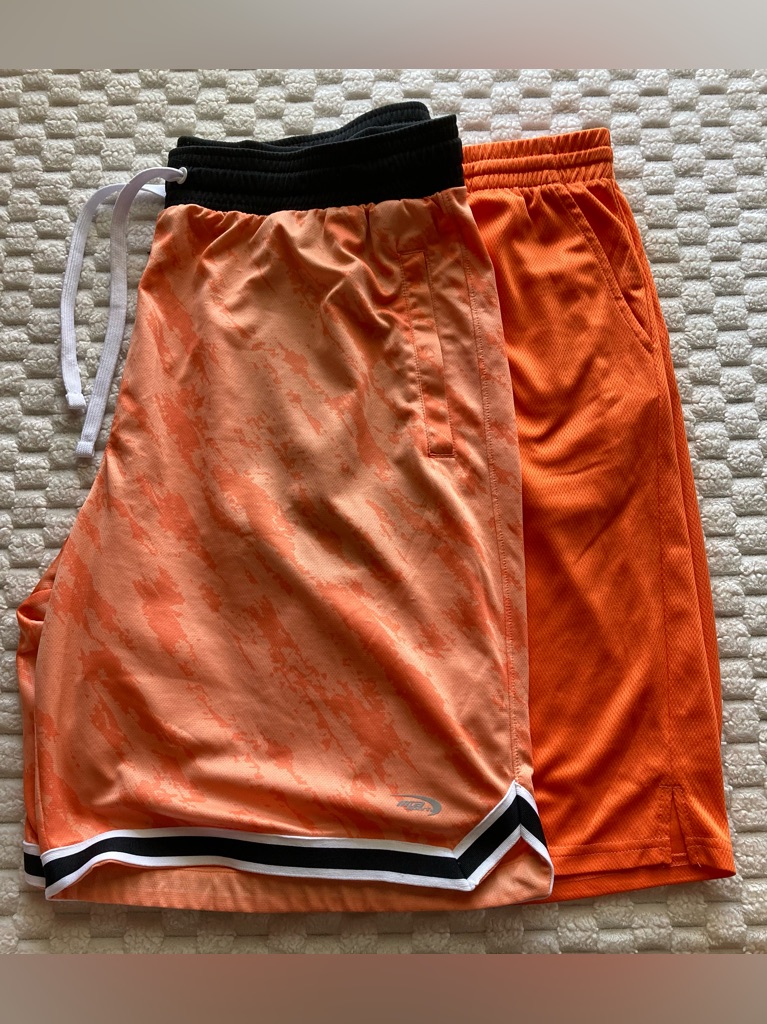 2 Pair Xl Men's Orange Athletic Shorts - Casual & Performance
